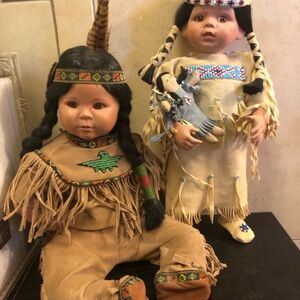 Perillo Art Affects Indian Pair W Baby 1992 Brave And Free Porcelain Beautiful